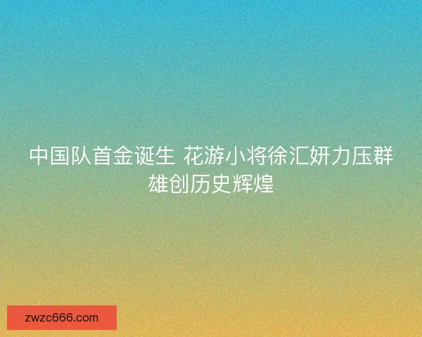 中国队首金诞生 花游小将徐汇妍力压群雄创历史辉煌