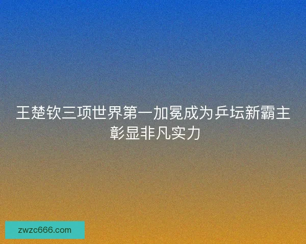 王楚钦三项世界第一加冕成为乒坛新霸主 彰显非凡实力